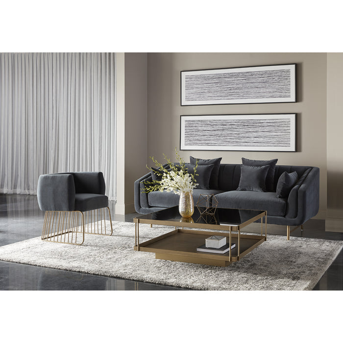 Sunpan Finch Modern Square Black Tempered Glass Coffee Table