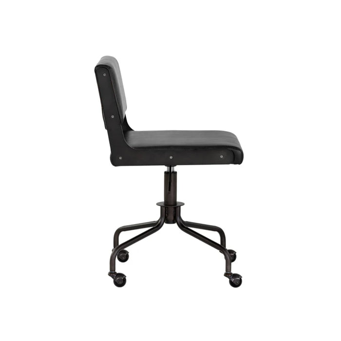 Sunpan Davis Black Faux Leather Swivel Office Chair 