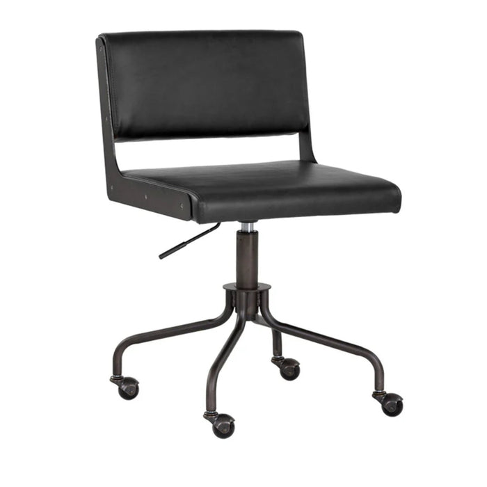 Sunpan Davis Black Faux Leather Swivel Office Chair 