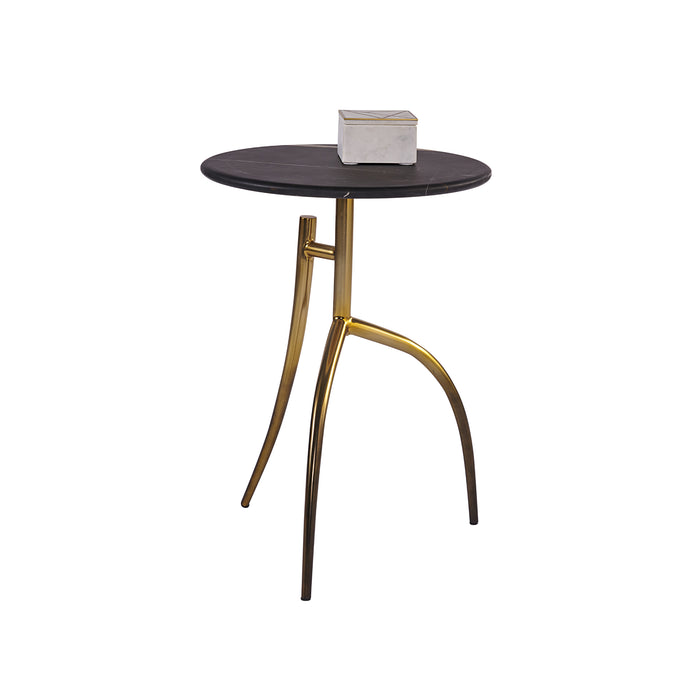 Sunpan Trent Round Black Marble End Table 