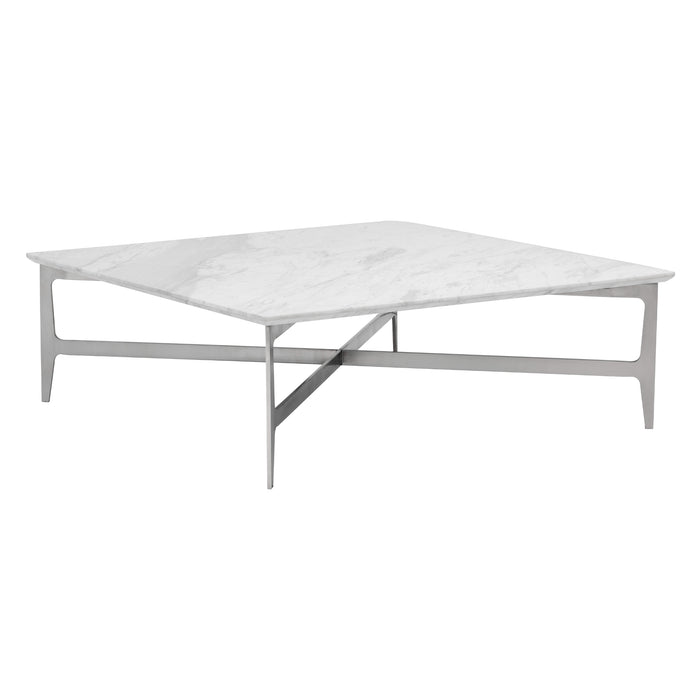 Sunpan Clearwater Square White Marble Top Coffee Table