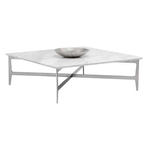 Sunpan Clearwater Square White Marble Top Coffee Table