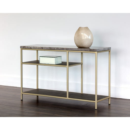 Sunpan Arden Sustainable Grey Marble Top Console Table 