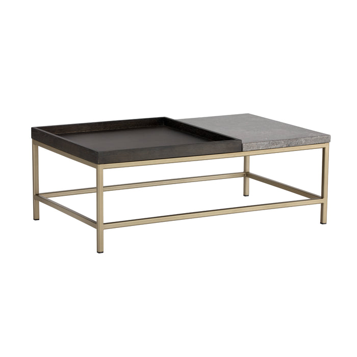 Sunpan Arden Sustainable Rectangular Marble Top Stone Coffee Table 