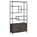 Sunpan Stamos Clear Glass Shelves Oak Wood Bookcase