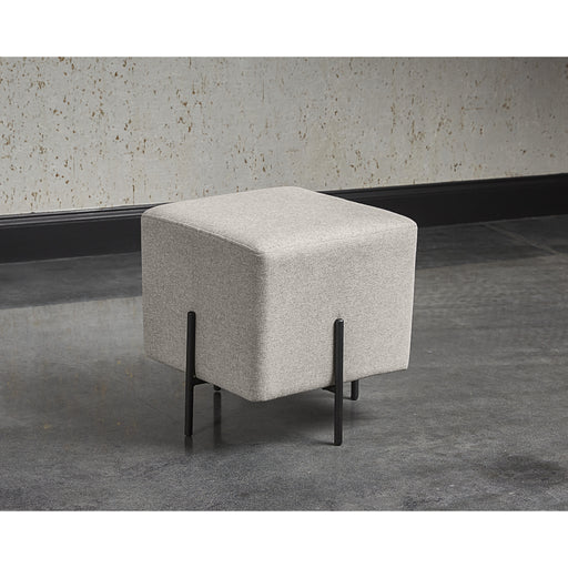 Sunpan Heston Dorset Platinum Grey Fabric Ottoman 