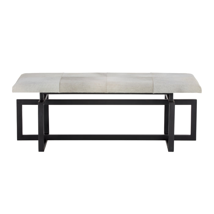 Sunpan Pilar Genuine Cowhide Seat Metal Base Bench