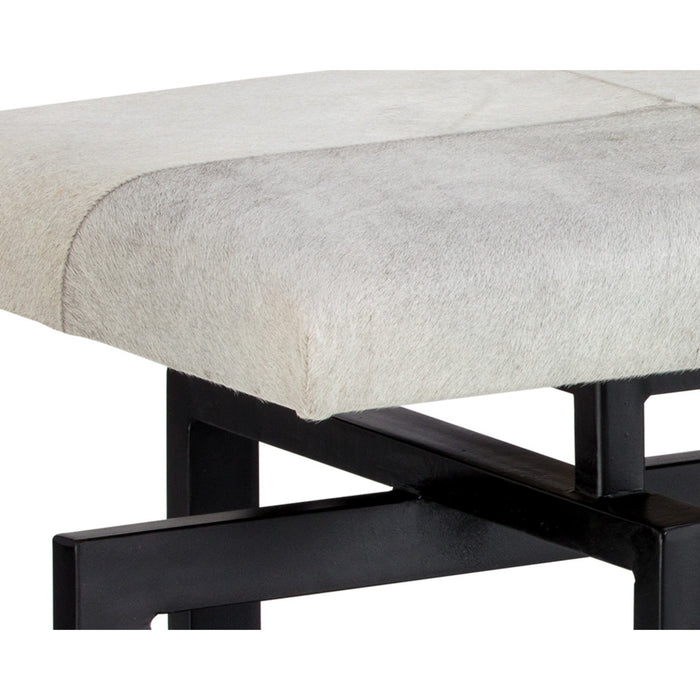 Sunpan Pilar Genuine Cowhide Seat Metal Base Bench