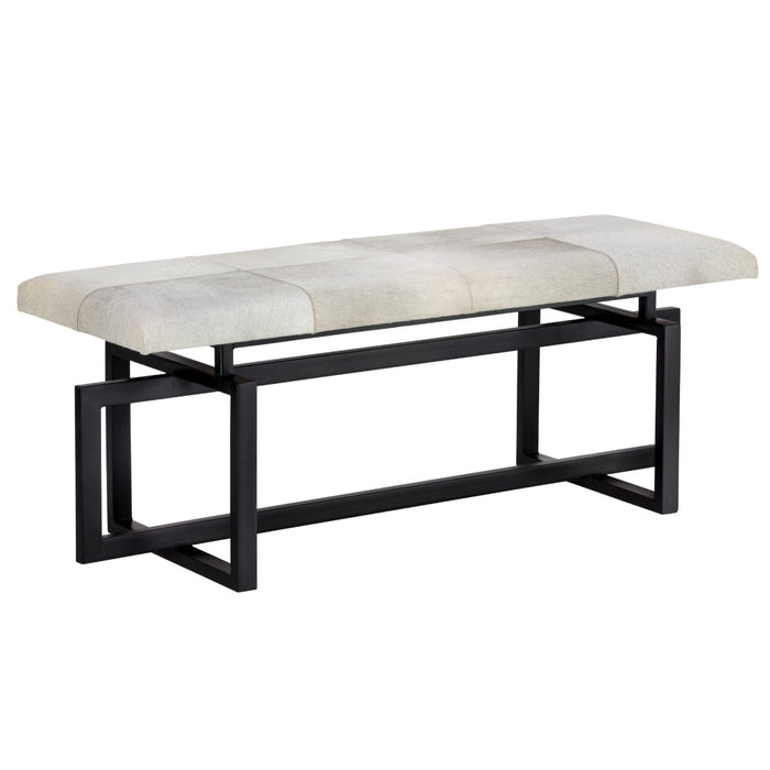 Sunpan Pilar Genuine Cowhide Seat Metal Base Bench