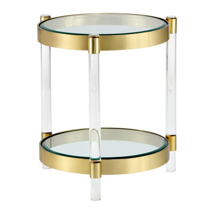 Sunpan York Round Clear Tempered Glass Top Side Table 