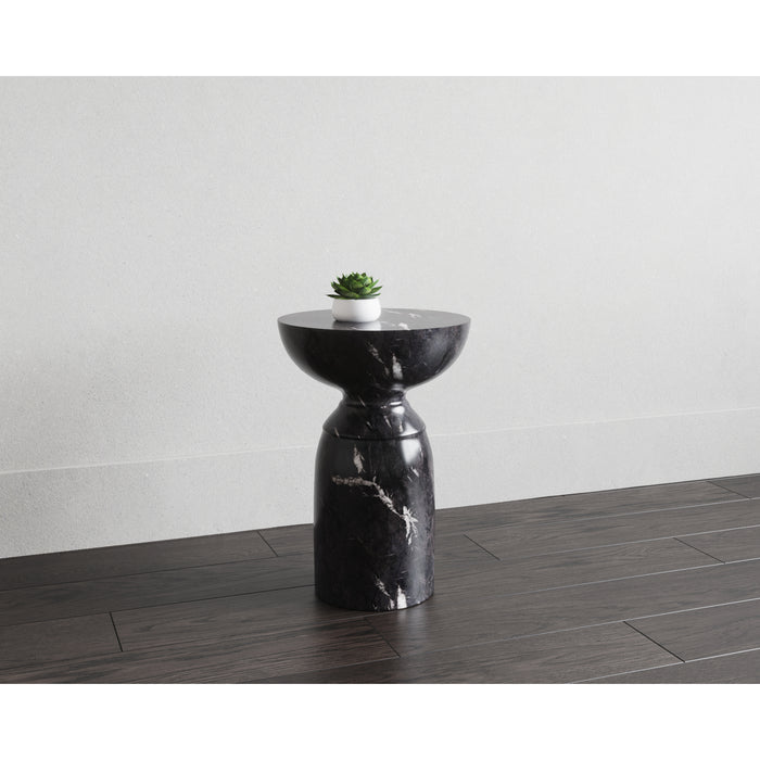 Sunpan Goya Round Marble Look Concrete End Table