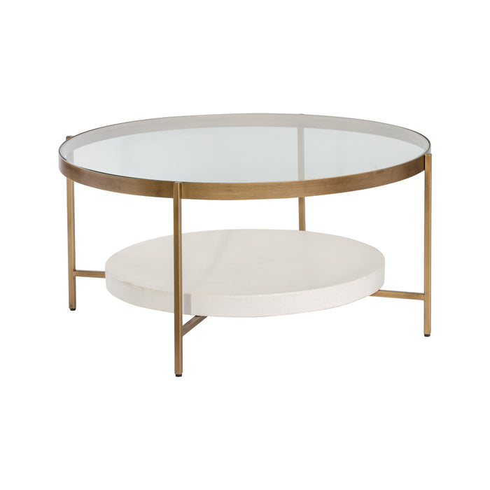 Sunpan Gia Round Clear Tempered Glass Top Coffee Table