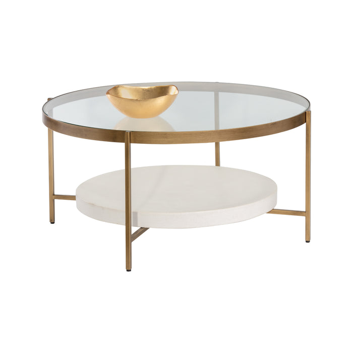 Sunpan Gia Round Clear Tempered Glass Top Coffee Table