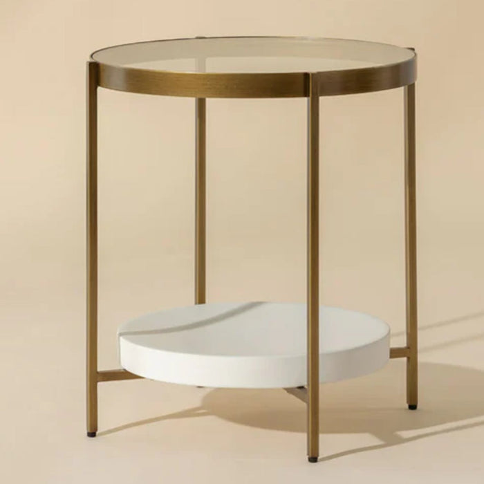 Sunpan Gia Round Clear Tempered Glass Top Side Table 