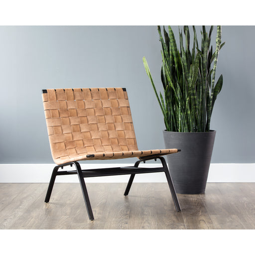 Sunpan Omari Sueded Light Tan Leather Lounge Chair 