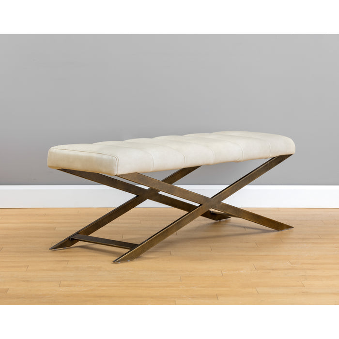 Sunpan Kammi Faux Leather Metal base Bench