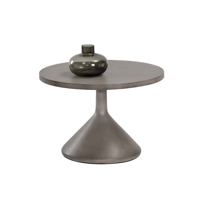 Sunpan Adonis Round Grey Pedestal Concrete Coffee Table 