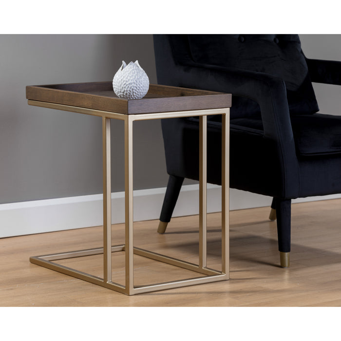 Sunpan Arden Oak Wood Top C- Shaped Side Table