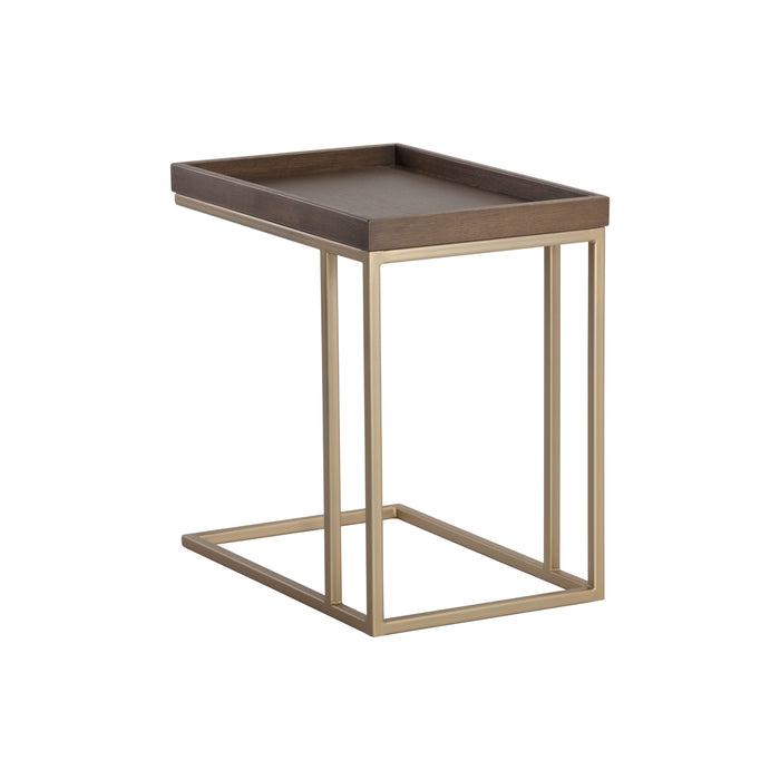 Sunpan Arden Oak Wood Top C- Shaped Side Table