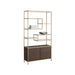 Sunpan Stamos Clear Glass Shelves Oak Wood Bookcase