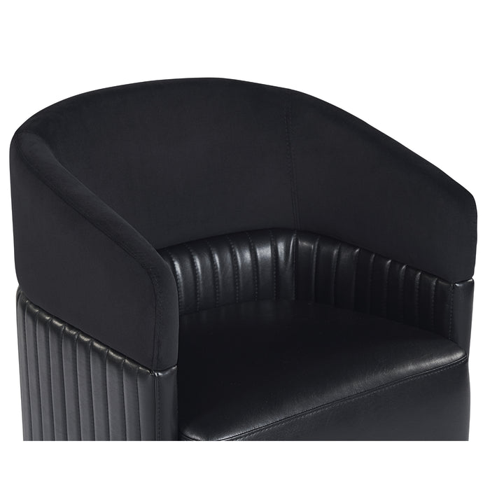 Sunpan Genval Black Bonded Leather Wheeled Lounge Chair