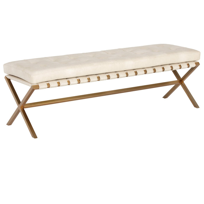 Sunpan Kenji Faux Leather Tufted Bench