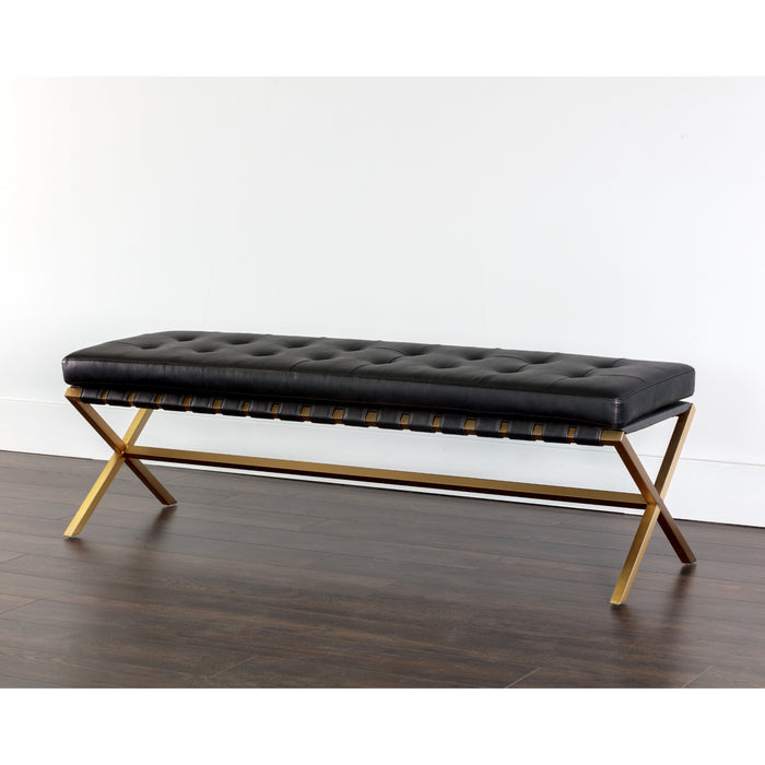 Sunpan Kenji Faux Leather Tufted Bench