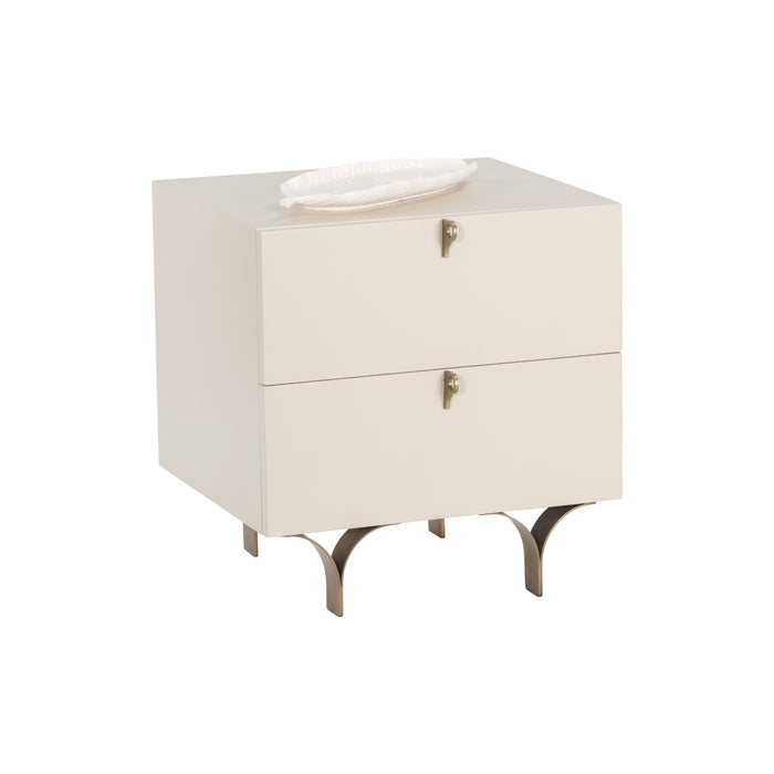 Sunpan Celine Rectangular Cream Rubberwood Nightstand