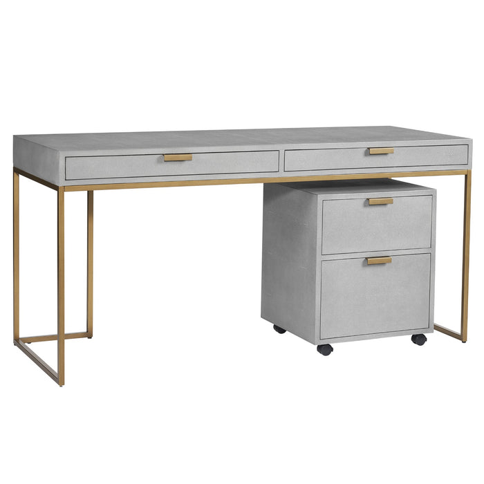 Sunpan Jiro Grey Bonded Leather Iron Desk 