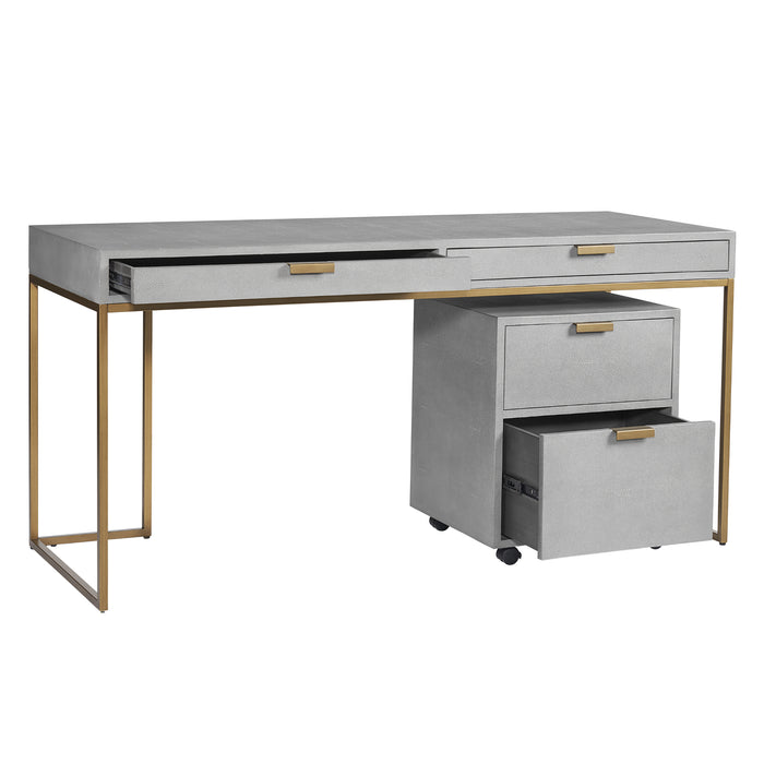 Sunpan Jiro Grey Bonded Leather Iron Desk 