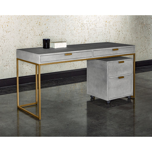 Sunpan Jiro Grey Bonded Leather Iron Desk 