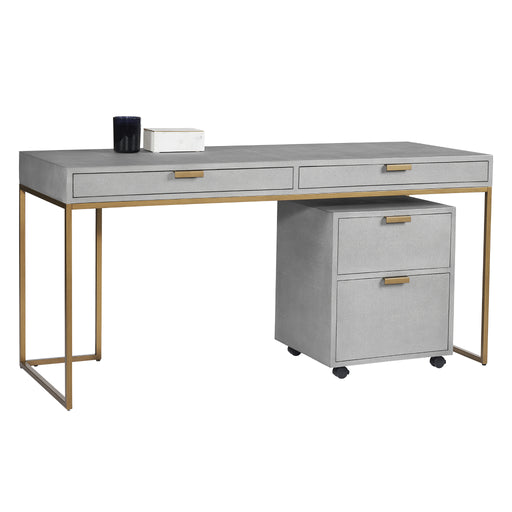 Sunpan Jiro Grey Bonded Leather Iron Desk 