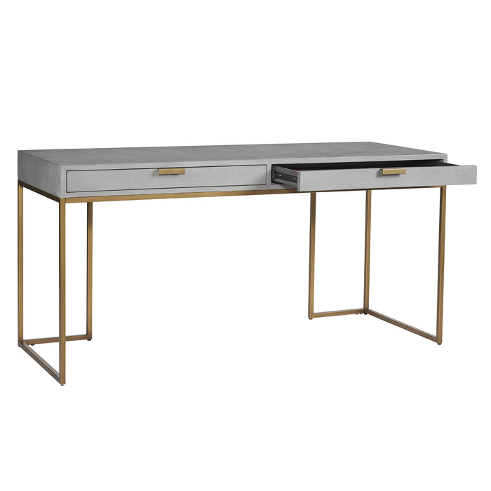 Sunpan Jiro Grey Bonded Leather Iron Desk 