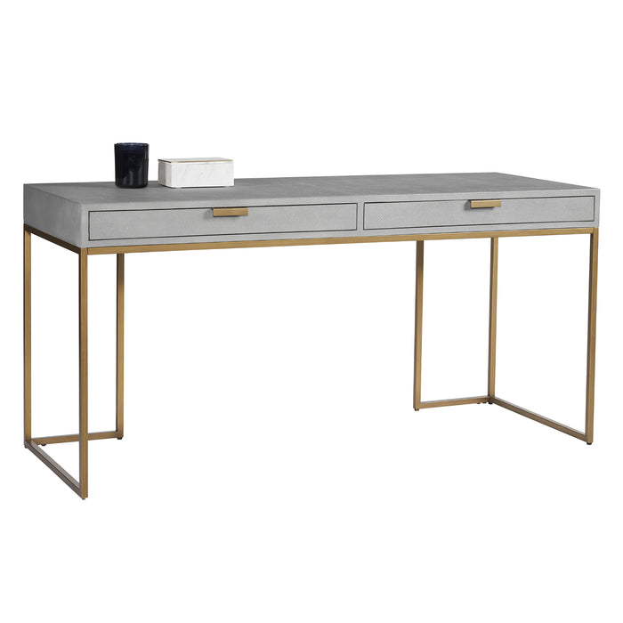 Sunpan Jiro Grey Bonded Leather Iron Desk 