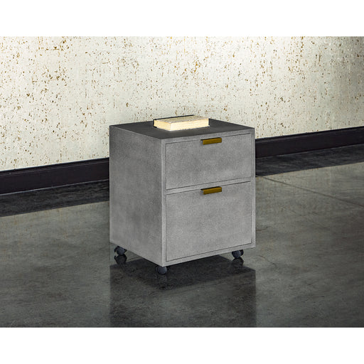 Sunpan Jiro Grey Bonded Leather Drawer File Cabinet 