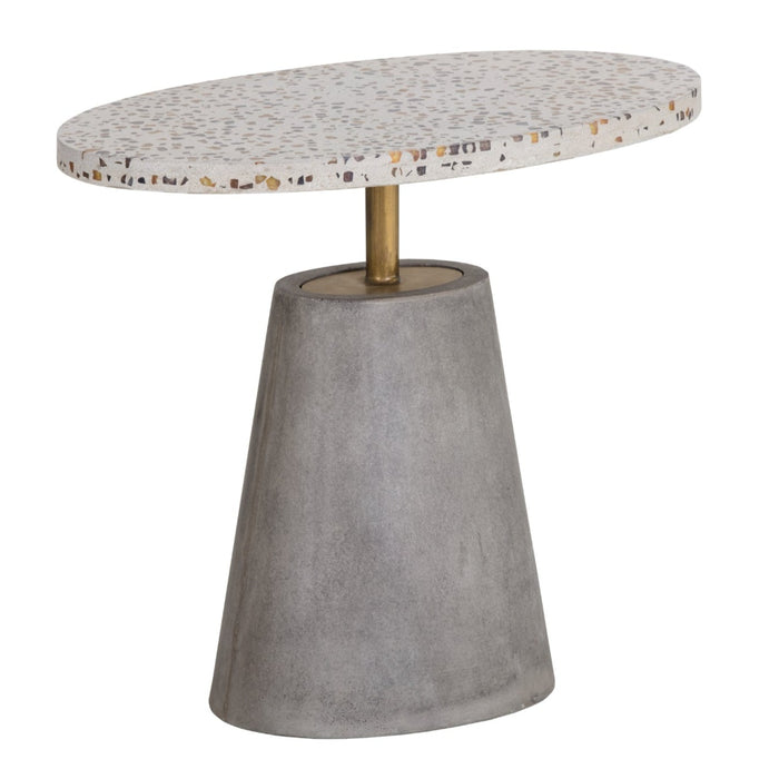 Sunpan Carment Oval Pedestal Concrete Modern Side Table 