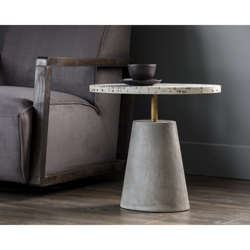 Sunpan Carment Oval Pedestal Concrete Modern Side Table 