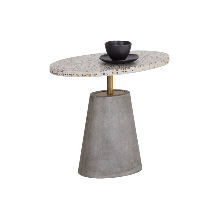 Sunpan Carment Oval Pedestal Concrete Modern Side Table 