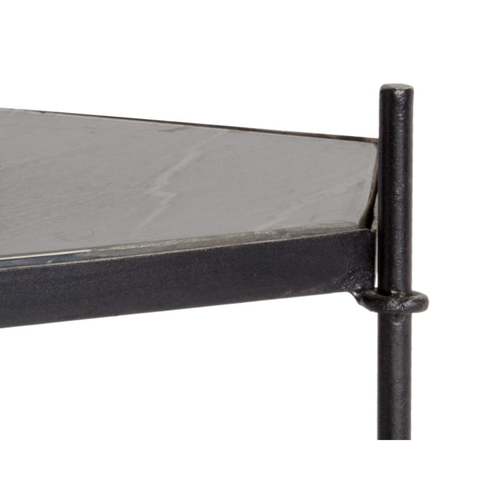 Sunpan Hexall Handcrafted Hexagon Black Marble Top Side Table