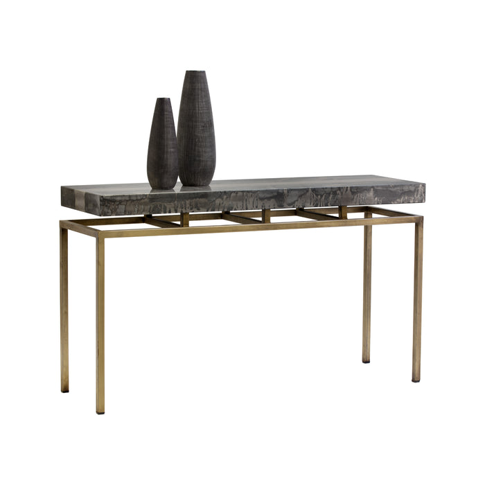 Sunpan Toreno Handcrafted Gold Iron Base Console Table 