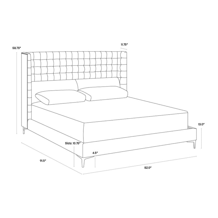 Sunpan Cairo King Bed Frame Antonio Porcelain Upholstered 