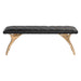 Sunpan Taylen Black Tufted Leather Gold Base Bench 