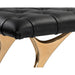 Sunpan Taylen Black Tufted Leather Gold Base Bench 