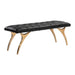 Sunpan Taylen Black Tufted Leather Gold Base Bench 