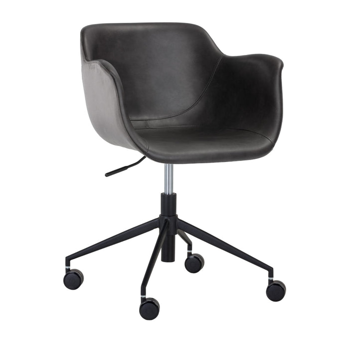 Sunpan Owen Black Faux Leather Swivel Office Chair 