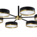 Sunpan Oswin 37" Wide 6-Light Black Glass LED Geometric Round Chandelier