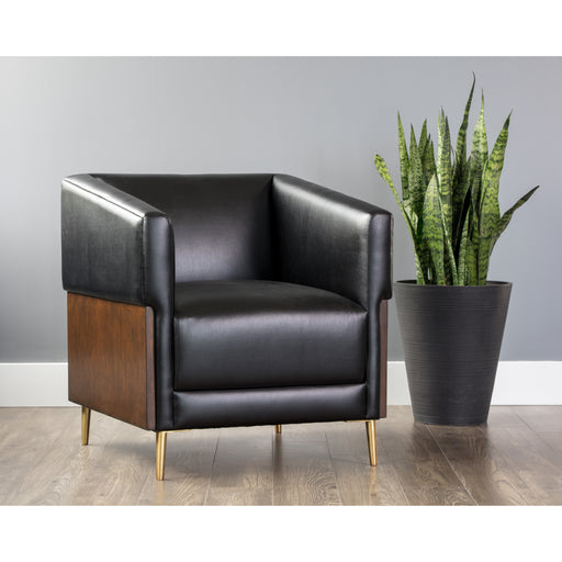 Sunpan Shylo Black Faux Leather Lounge Chair 