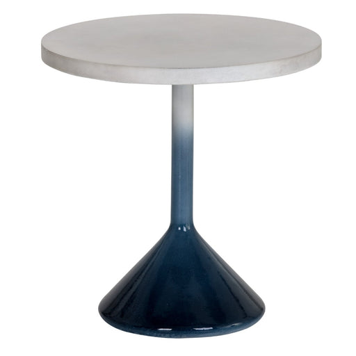 Sunpan Laszilo Round White Blue Ombre Concrete End Table 