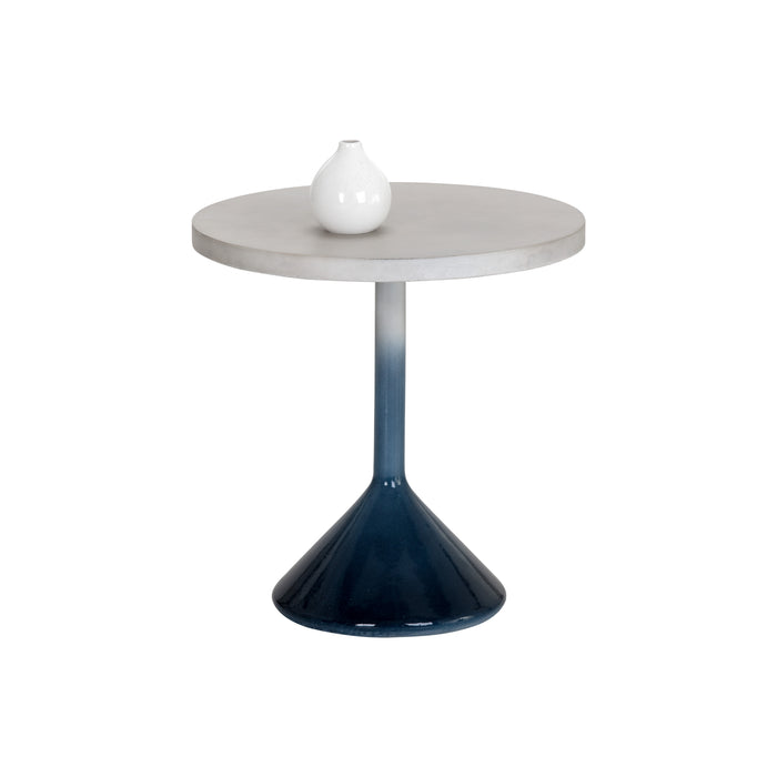 Sunpan Laszilo Round White Blue Ombre Concrete End Table 