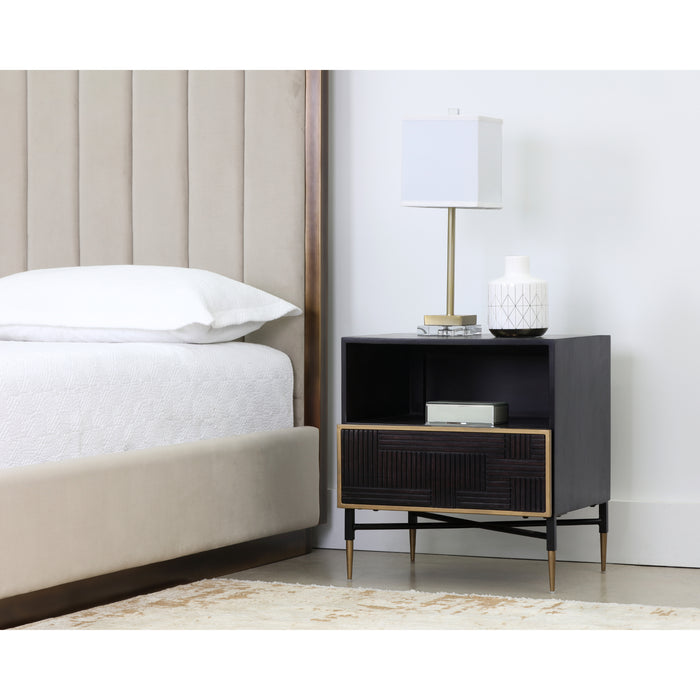 Sunpan Markwood Black Solid Mango Wood Nightstand